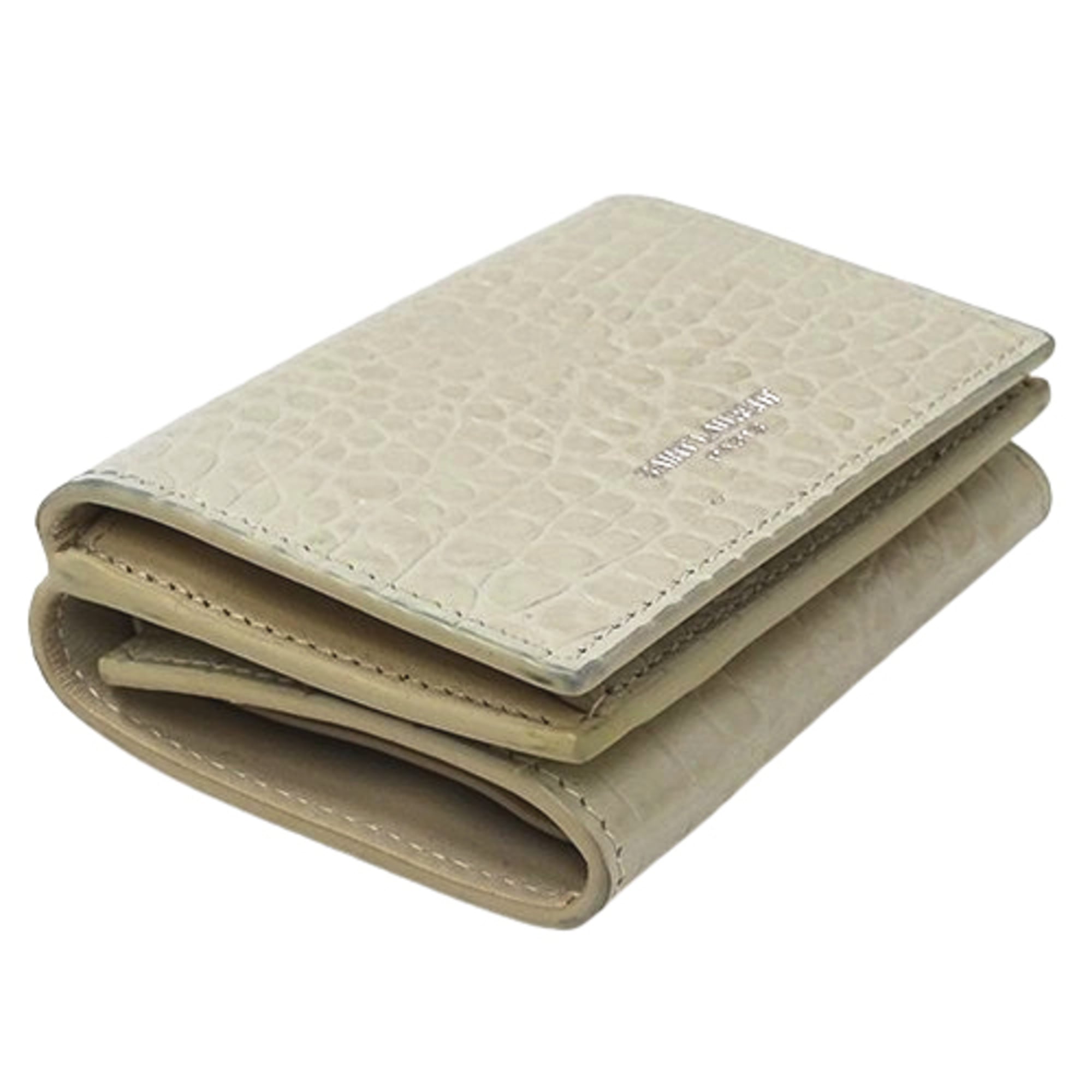 Saint Laurent Women's Tri-fold Wallet in Crocodile Embossed Leather, Ivory Mini