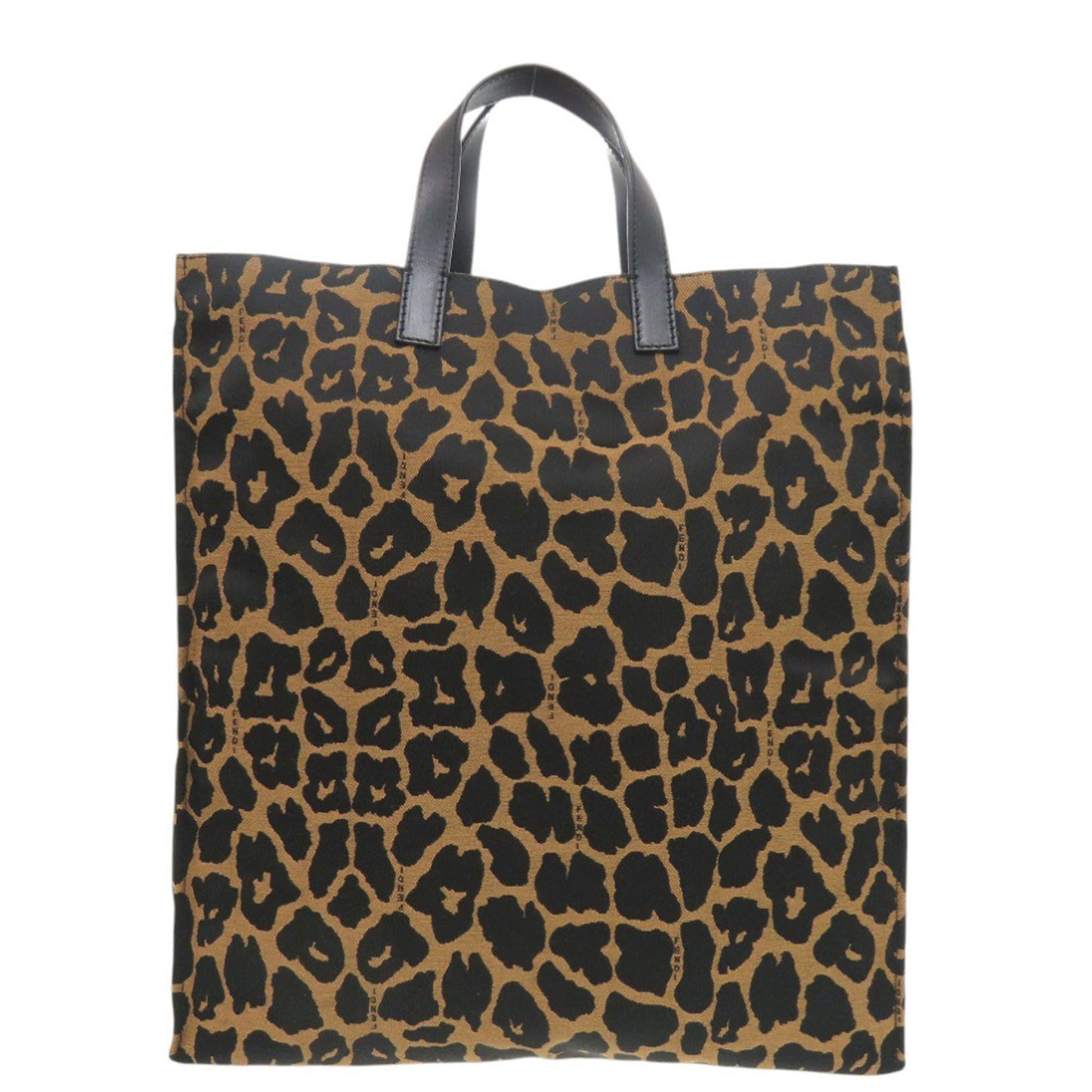 Excellent condition Fendi leopard print canvas and leather brown tote bag 8BH173-GT6 0708 FENDI