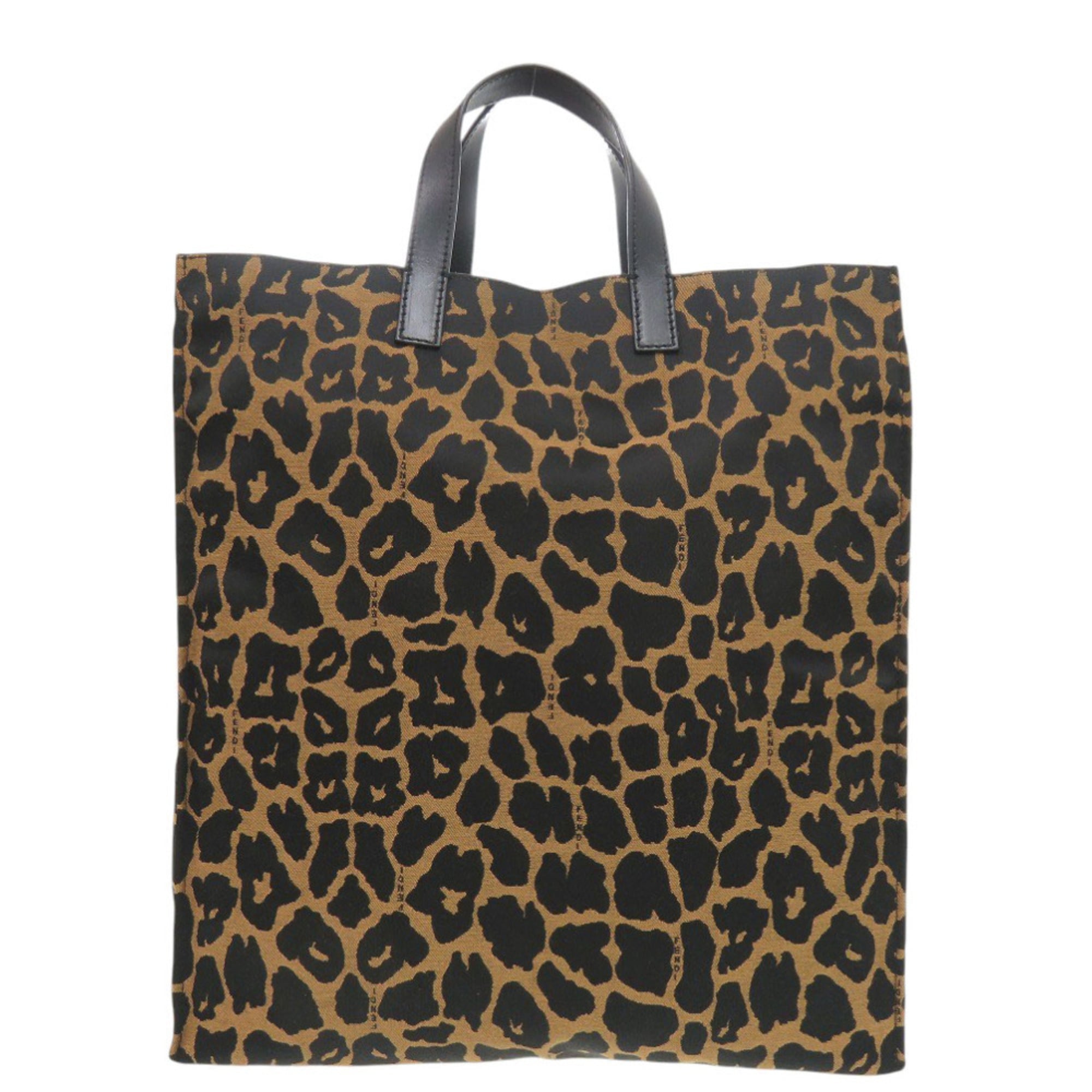 Excellent condition Fendi leopard print canvas and leather brown tote bag 8BH173-GT6 0708 FENDI
