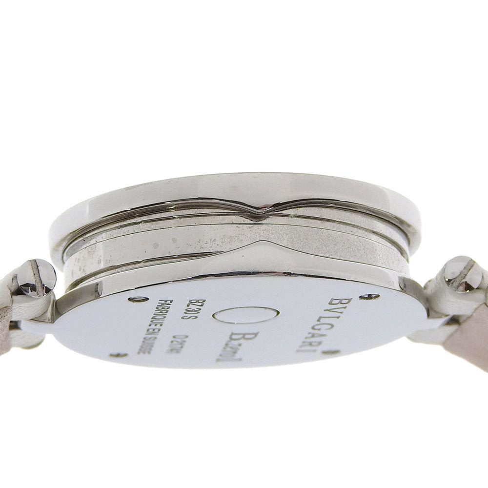 BVLGARI B-zero1 Watch BZ30FDSL Stainless Steel x Leather Flower Quartz Analog Display White Shell Dial Women's — Very Good