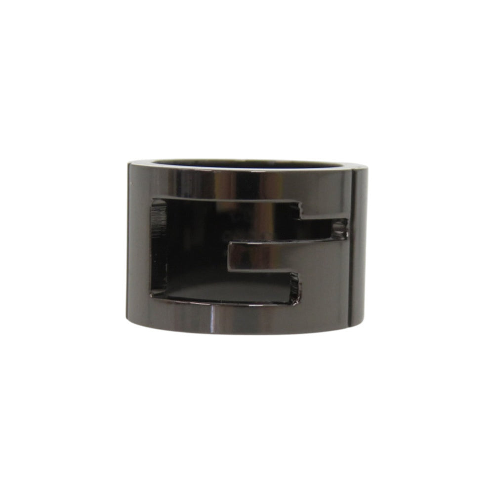 Like new Gucci Branded G Logo Cutout Silver 925 Gunmetal Ring 0740 — Like New