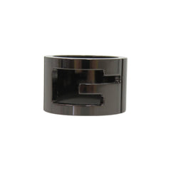 Like new Gucci Branded G Logo Cutout Silver 925 Gunmetal Ring 0740 — Like New