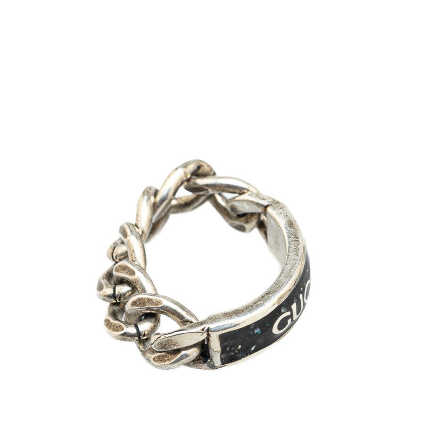Gucci logo ring, chain size 20, 678711, silver and black, SV925, women's, GUCCI