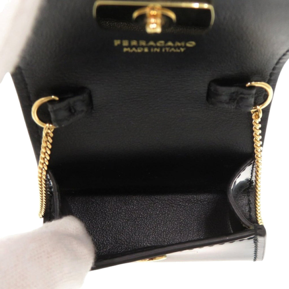 Salvatore Ferragamo Mini Gancini JL22-0487 Leather Black Chain Shoulder Bag 1475Salvatore — Like New