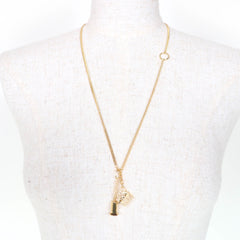 LOEWE J82124X02 Anagram Cube Chain Necklace Pendant, Gold, Made in Spain, Women's, with Box and Dust Bag — Like New