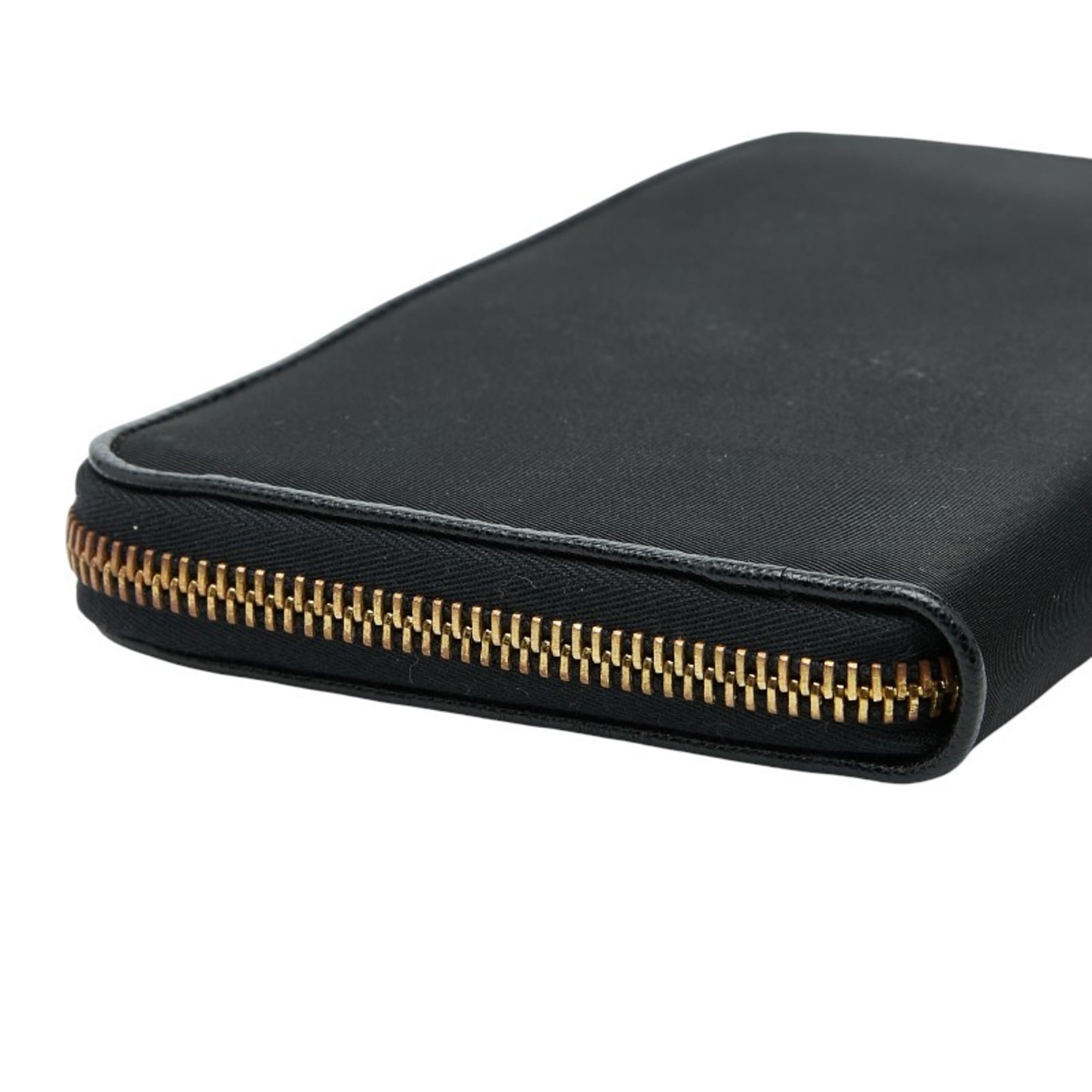 Prada Women's Round Zip Long Wallet 1M0506 Black Nylon