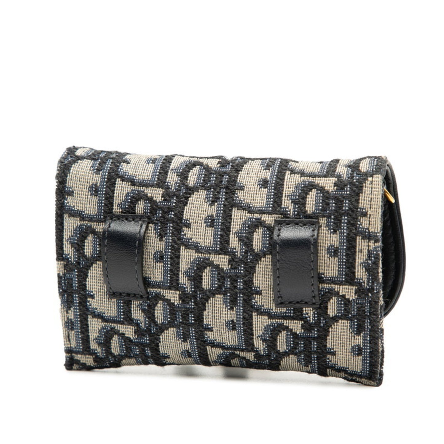 Christian Dior Dior Trotter Saddle Nano Pouch Chain Shoulder Bag in Navy and Beige Canvas for Women