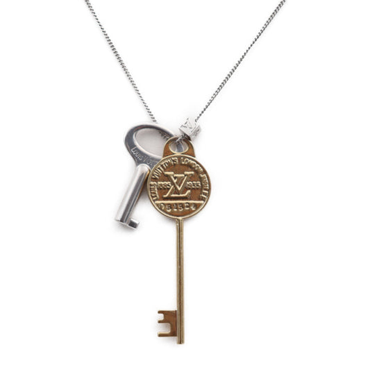 LOUIS VUITTON Louis Vuitton Broche Pandantif Cle Necklace MP2842 Metal Gold Silver Key Motif Pendant