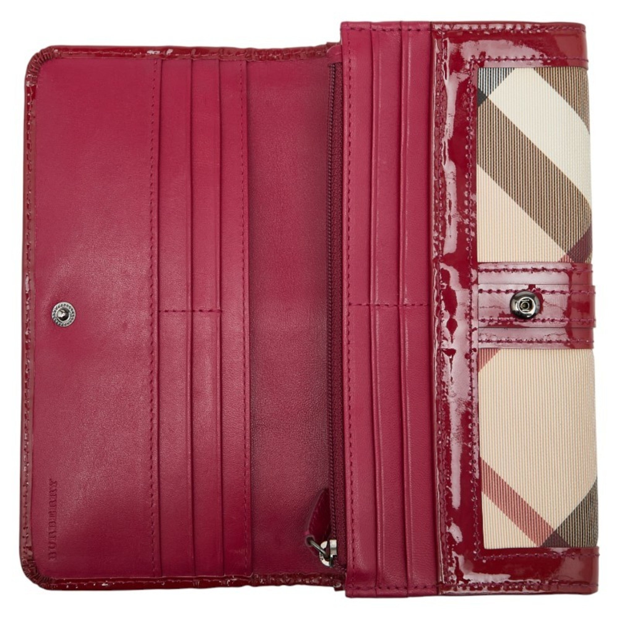 Burberry Nova Check Long Wallet in Red and Beige Leather for Women