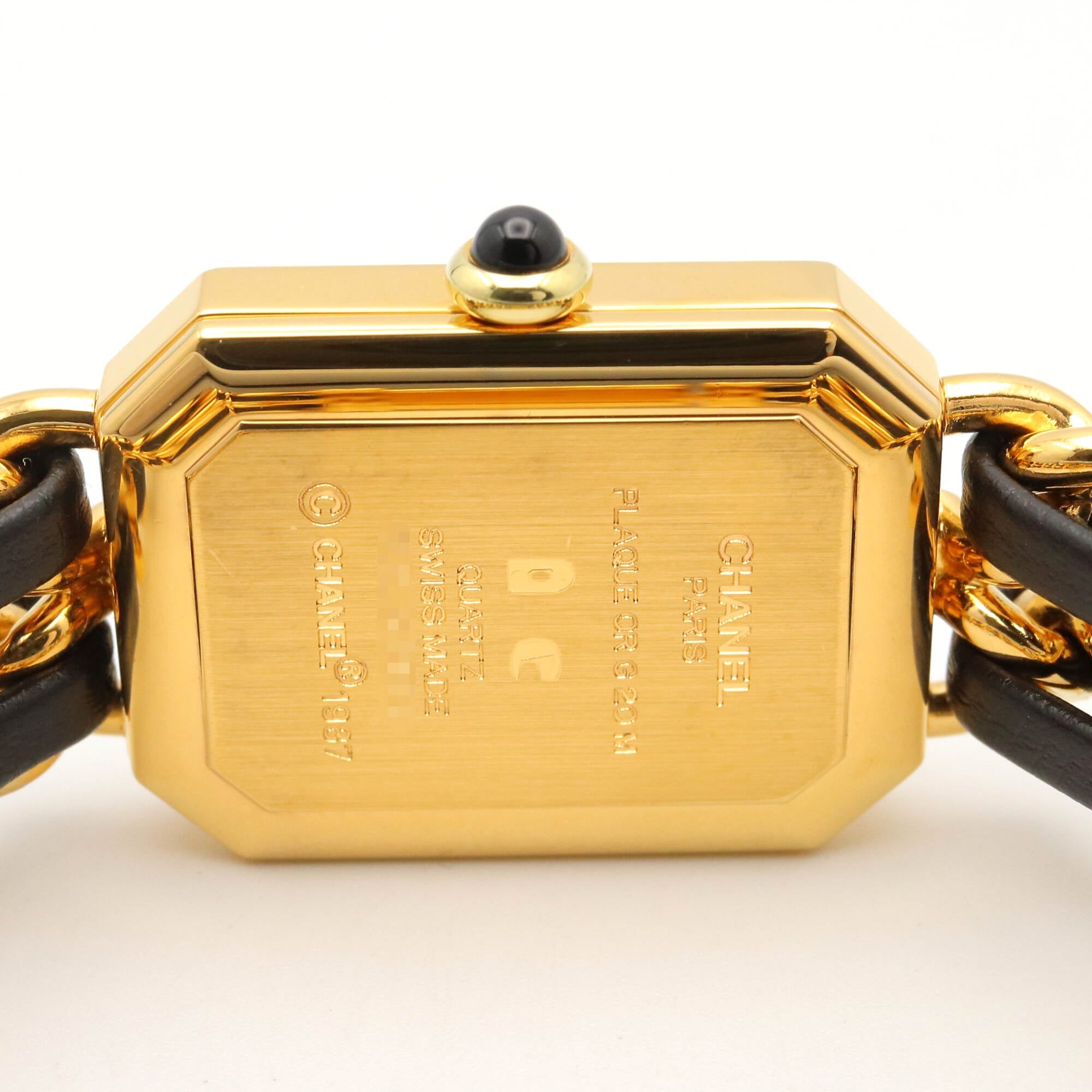 Chanel CHANEL Première M Watch, Gold Plated Leather, Women's, Black, H0001 — Very Good