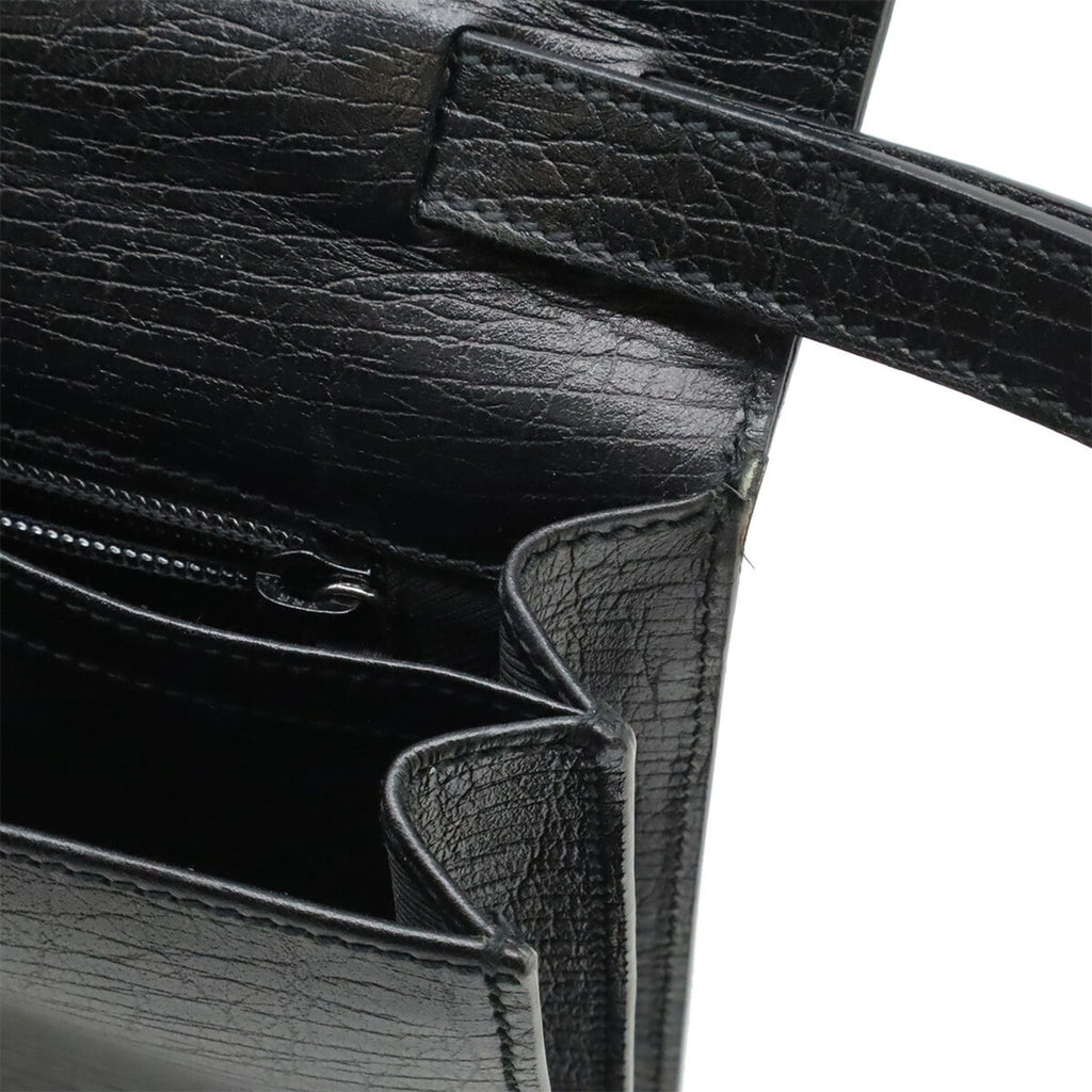 GUCCI Gucci Second Bag Clutch Embossed Leather Black 114686