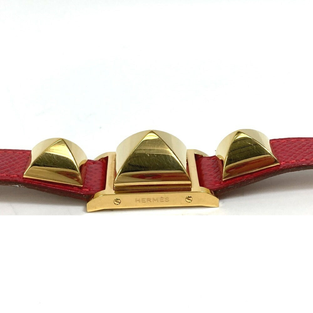 HERMES Medor Quartz Watch GP Leather Ladies Gold S-220909-9 — Good