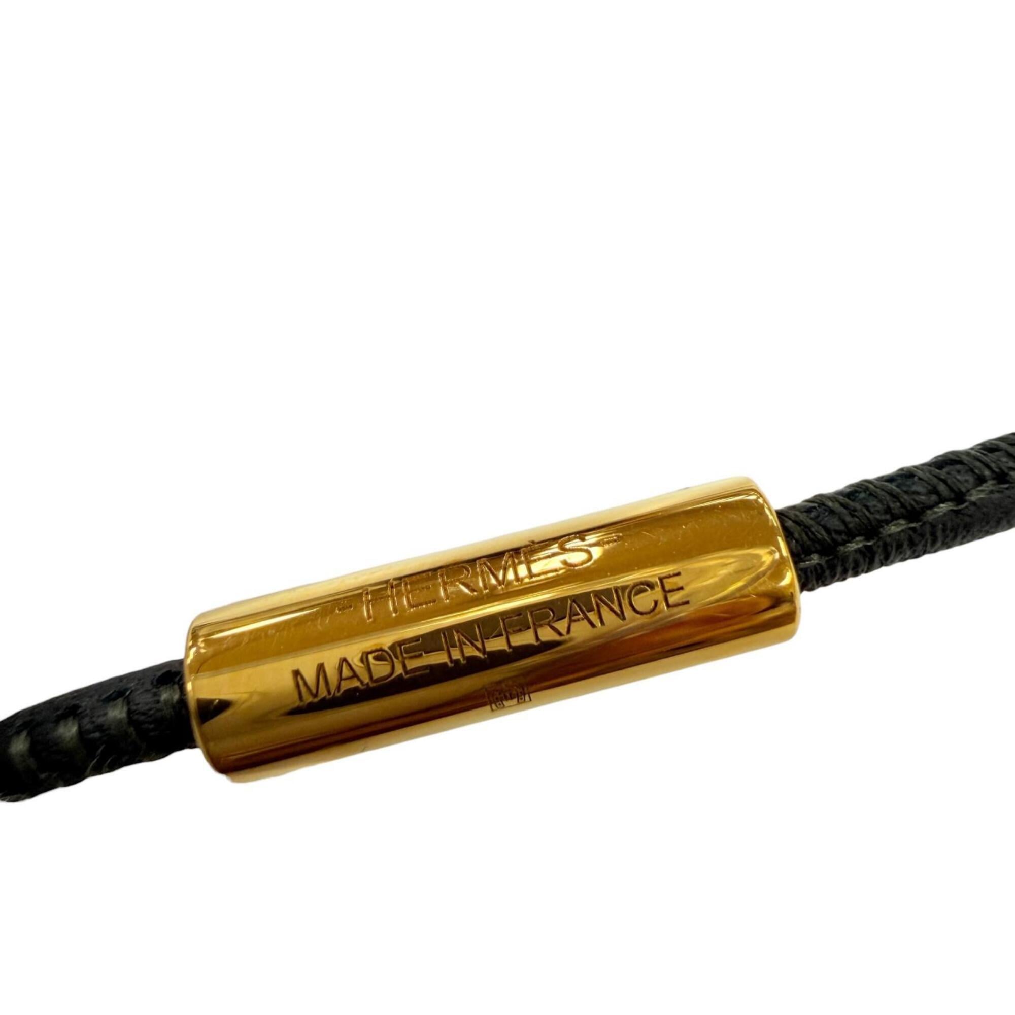 HERMES MONPETIT KELLY PM Gold Hardware Leather Necklace, Black, Made in France, Women's, with Box and Dust Bag — Like New
