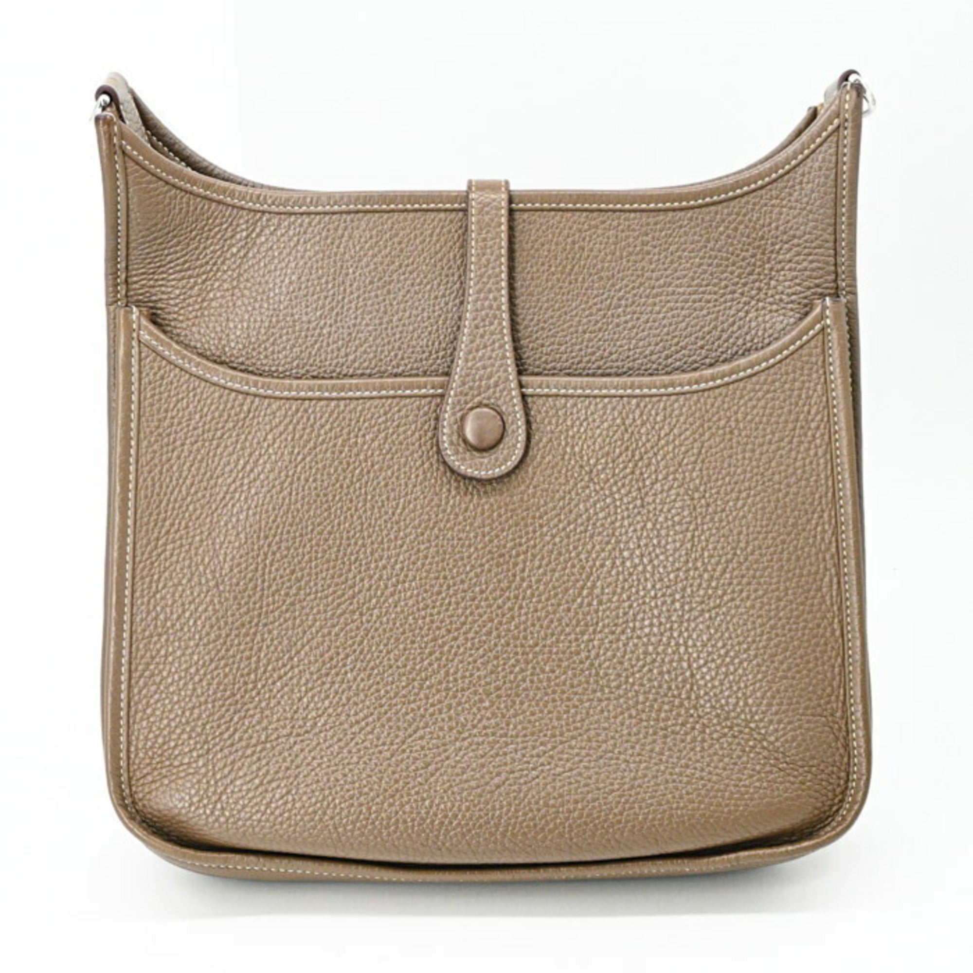 HERMES Evelyne 3 29 TPM Shoulder Bag, Leather, Taurillon Clemence, Etoupe #T — Like New