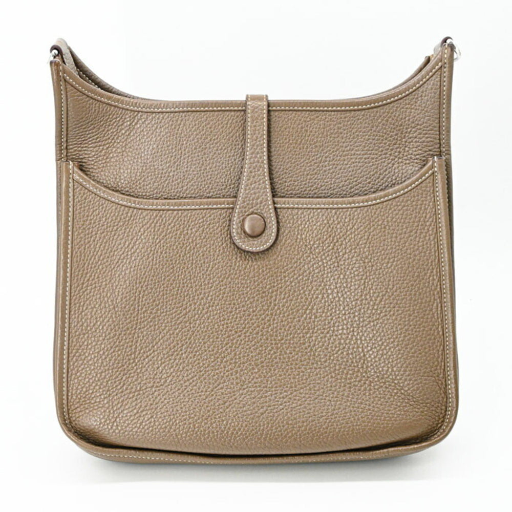 HERMES Evelyne 3 29 TPM Shoulder Bag, Leather, Taurillon Clemence, Etoupe #T — Like New