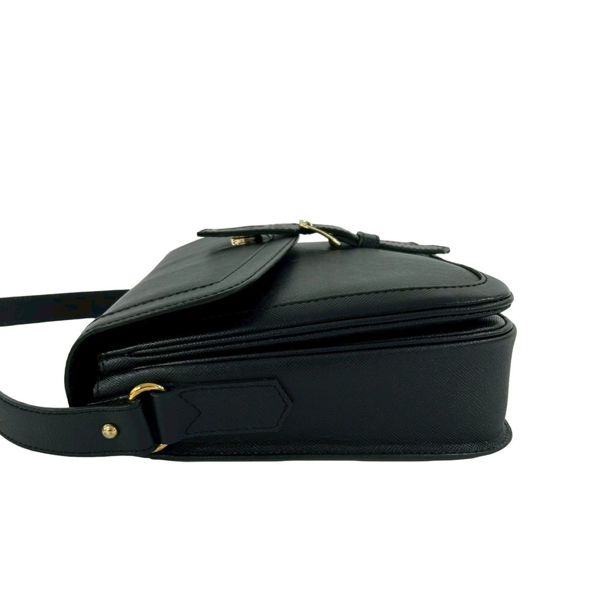 YVES SAINT LAURENT Vintage YSL Logo Leather Semi-Shoulder Bag, Black, 68785 — Like New