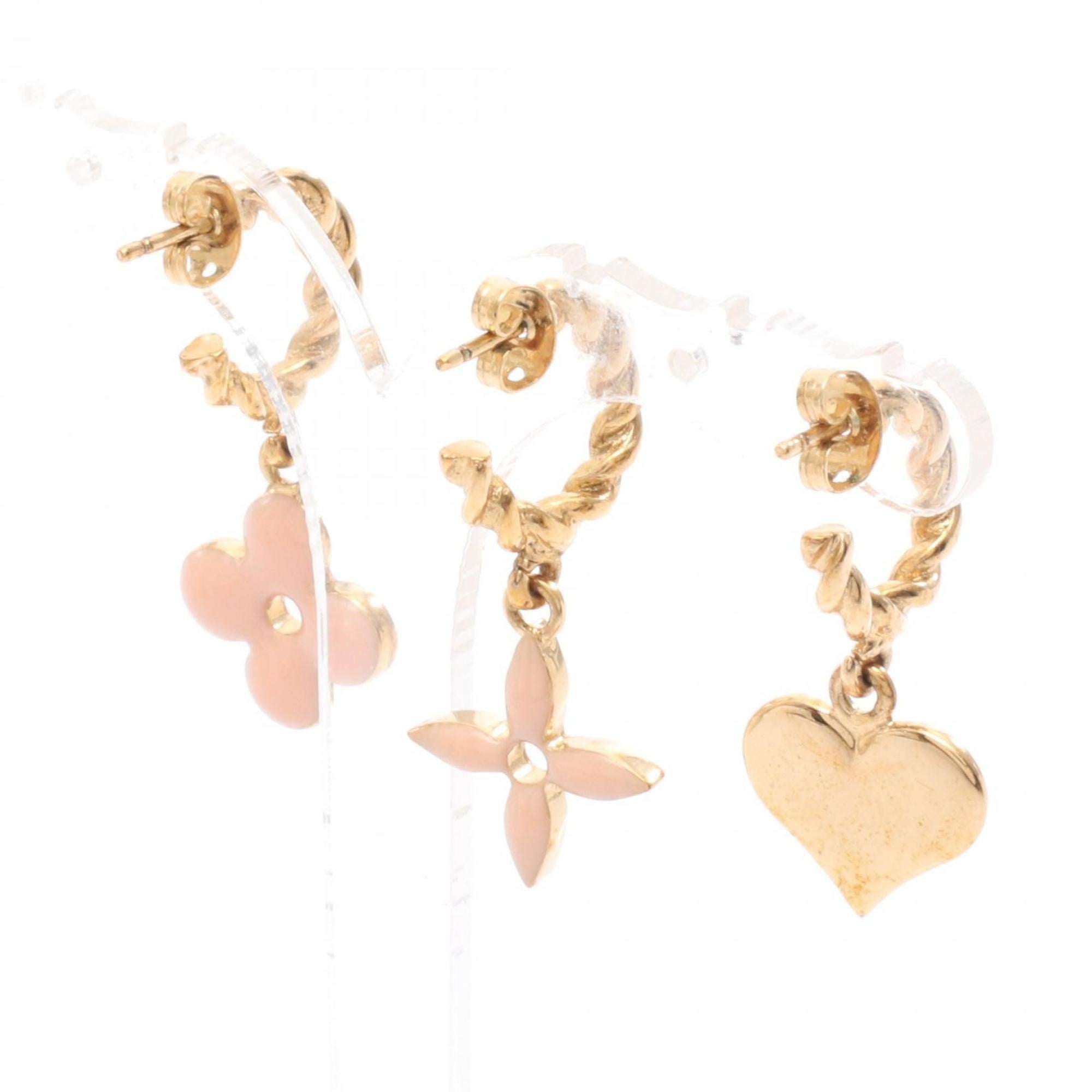 Louis Vuitton Boucle d'Oreille Sweet Monogram Earrings, Gold Plated, Women's, Gold, Pink, and Blue, M65754