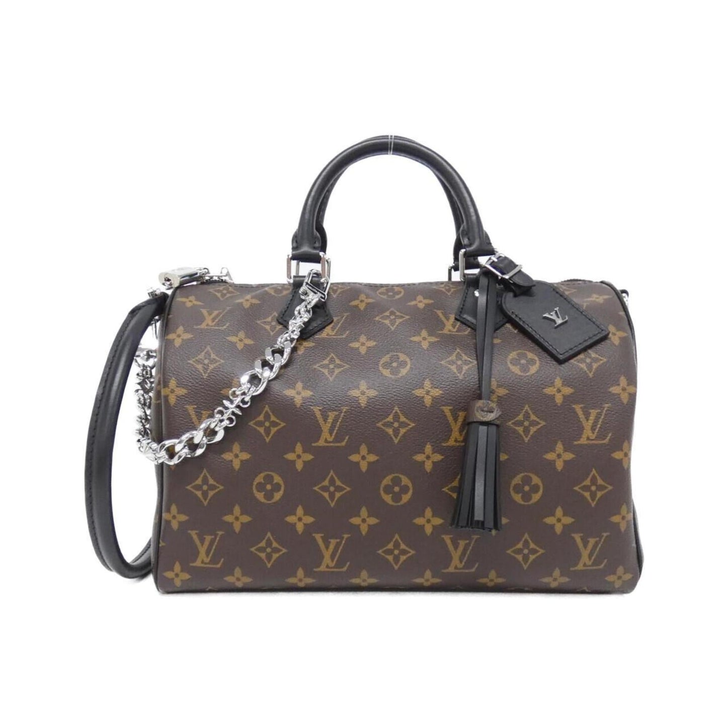 Louis Vuitton Monogram Black Speedy Bandouliere Soft 30cm Boston Bag M12243
