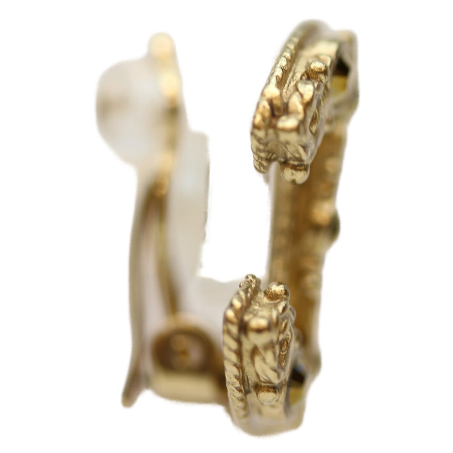 CHANEL 06A GP Coco Mark Brown Stone Earrings, Gold, Women's