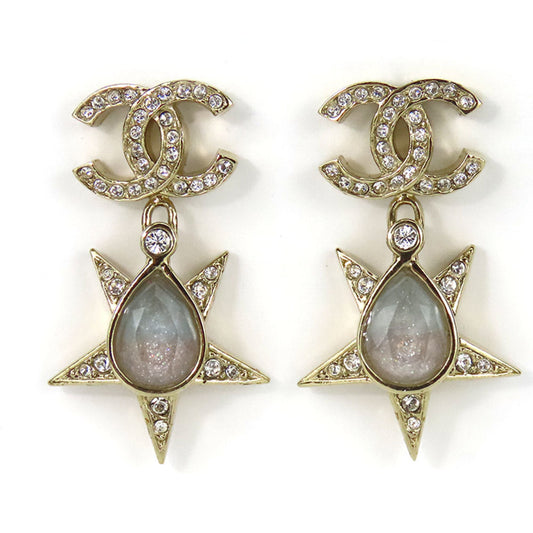 Chanel earrings Coco mark metal rhinestone gold plated star ladies CHANEL