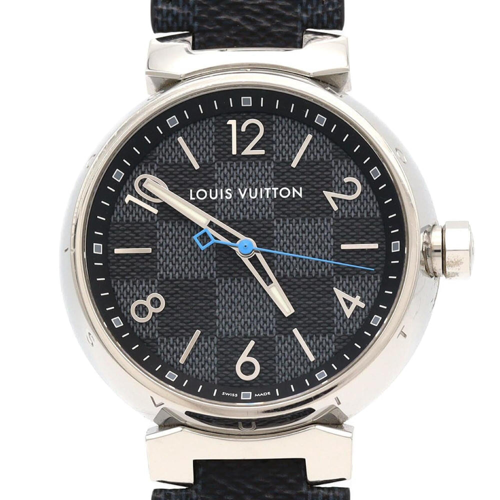 Louis Vuitton Tambour Damier Graphite QA073 SS Quartz Watch — Good