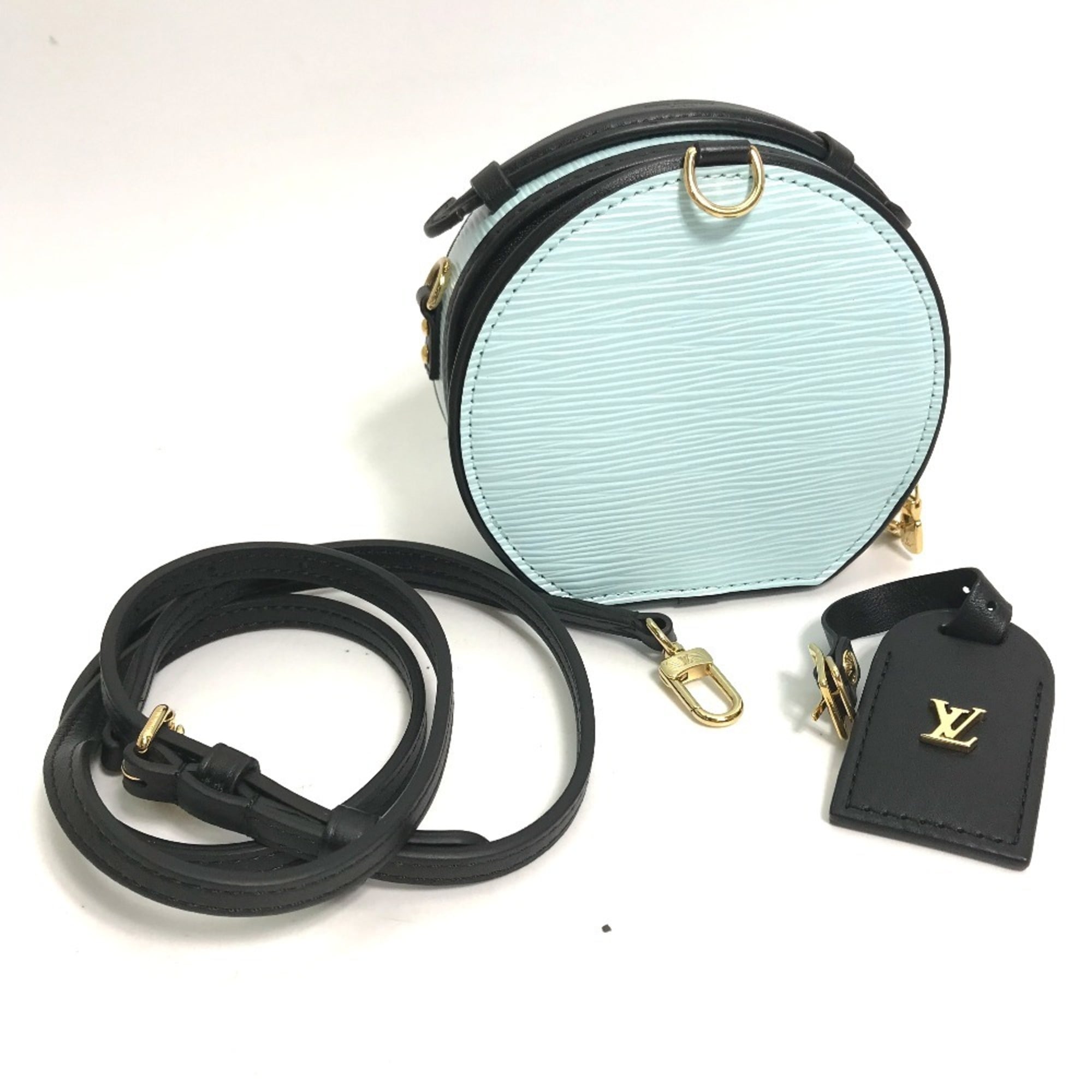 LOUIS VUITTON R97999 Epi Petite Boite Chapeau 2-Way Handbag/Pouch/Shoulder Bag in Leather, Seaside Blue, Like New — Like New