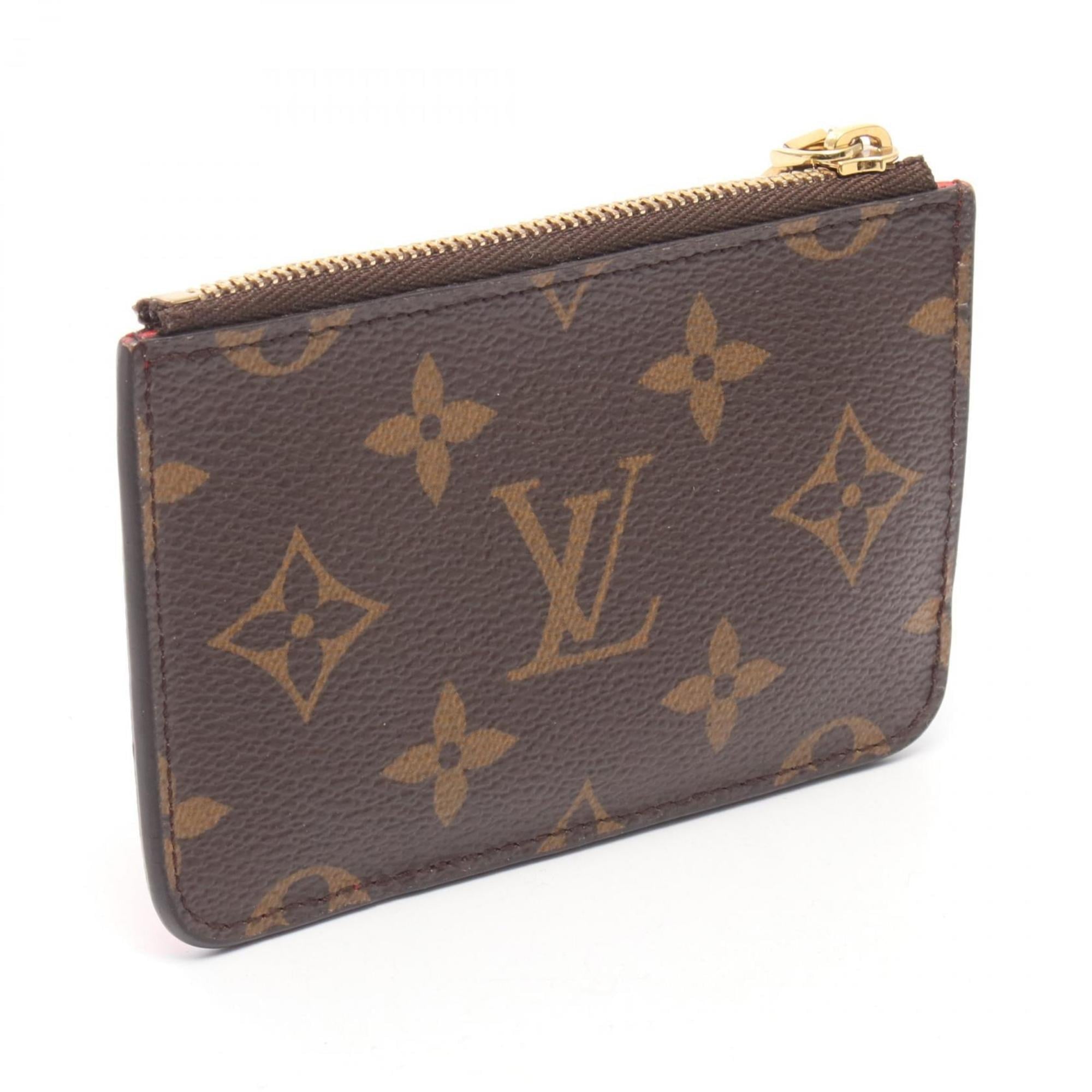 Louis Vuitton Porte Carte Romy Wallet with Coin Purse, Leather and PVC, Monogram, Women's, Brown/Red, M81881