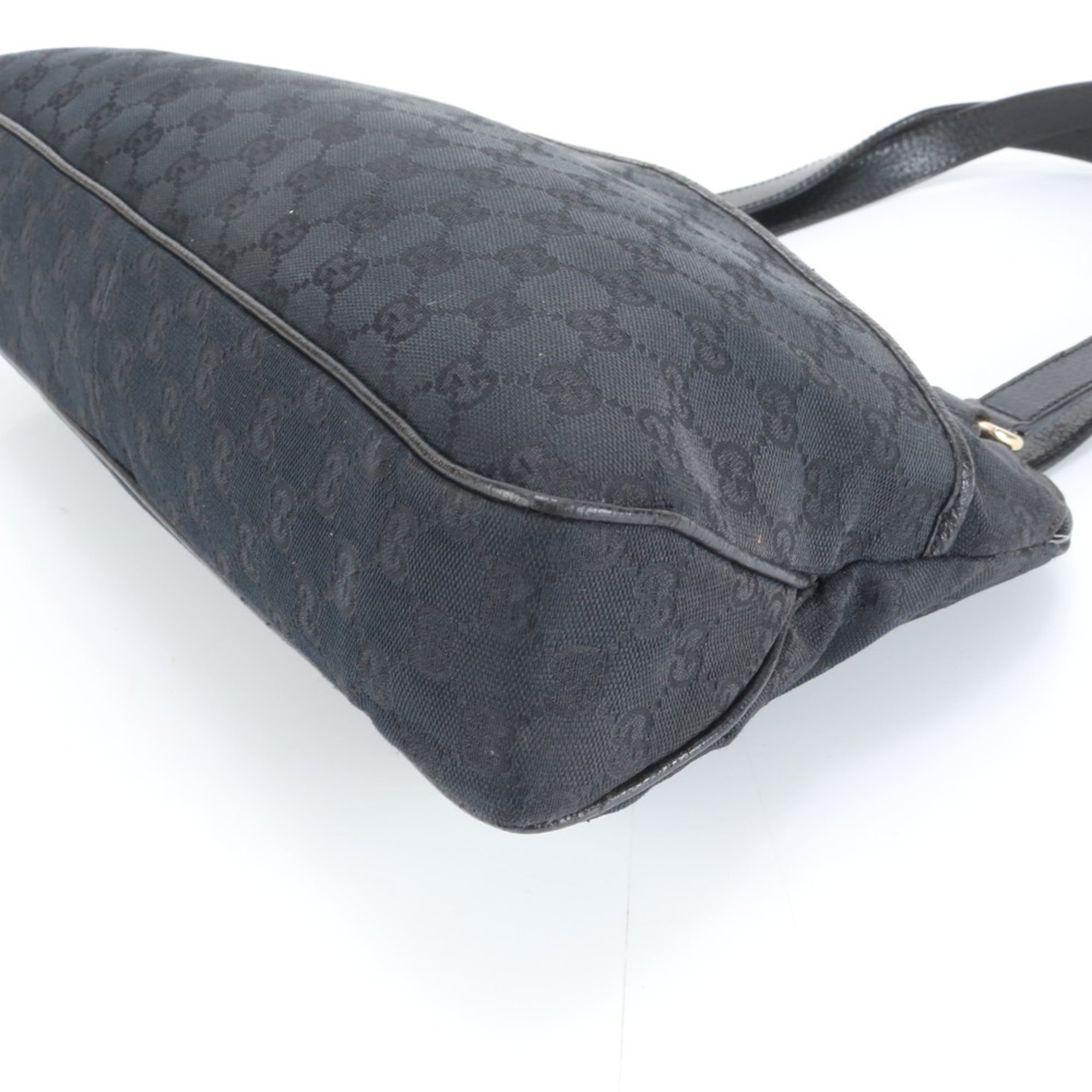 Gucci GG Canvas 163288 Leather Tote Bag Shoulder Handbag Black Women's