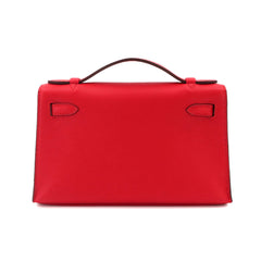 Hermes Pochette Kelly Swift Rouge Ladue Handbag, K stamp, Silver hardware — New - Store Return