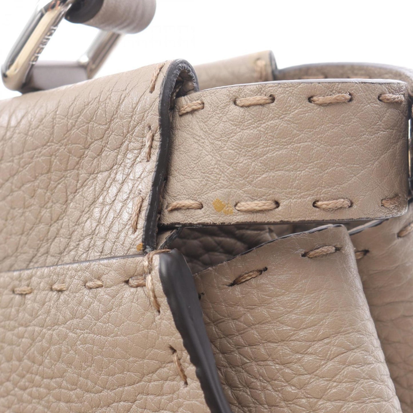 Fendi Peekaboo Regular Handbag, Leather, Women's, Beige, 8BN290