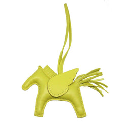Hermes Rodeo Pegasus PM Annu Milo B stamp (2023 model) Lime So Yellow Bag Charm Keychain 1222HERMES — Like New