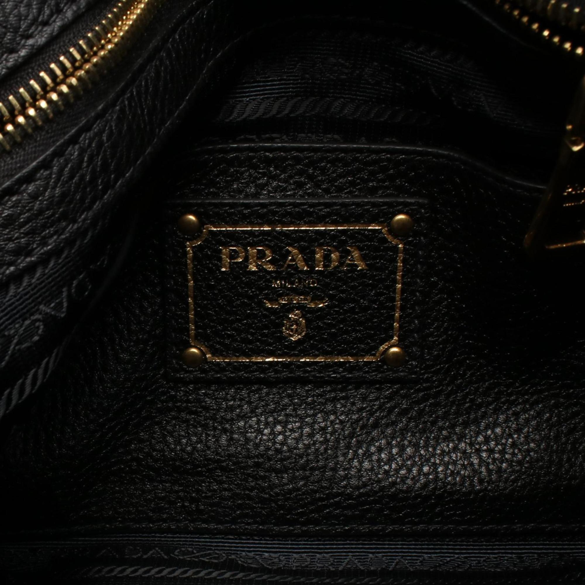 Prada Triangle Logo Handbag, Leather, Women's, Black, B2343R