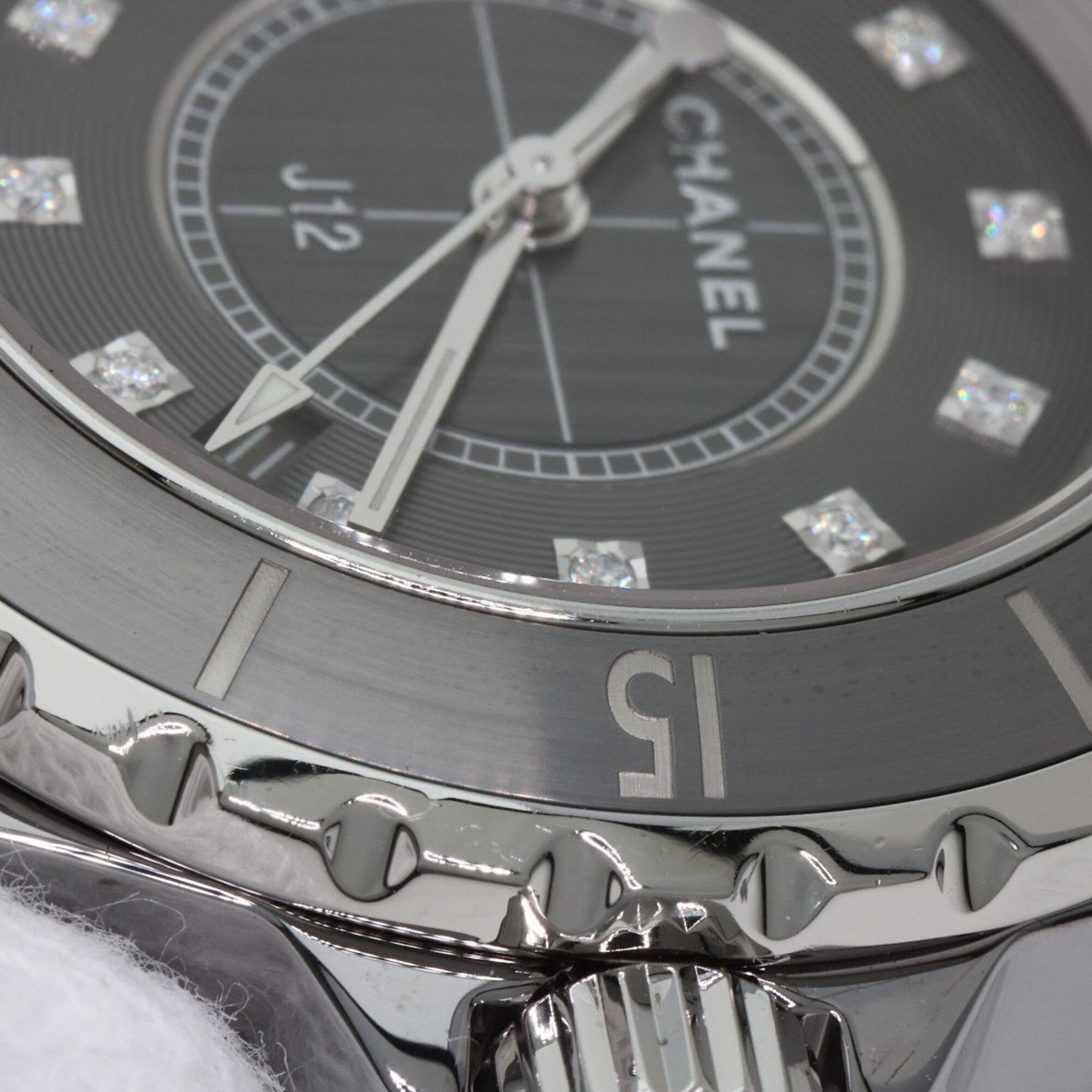 CHANEL H3241 J12 33mm Chromatic 12P Diamond Watch in Titanium Ceramic/Titanium Ceramic for Women — Very Good