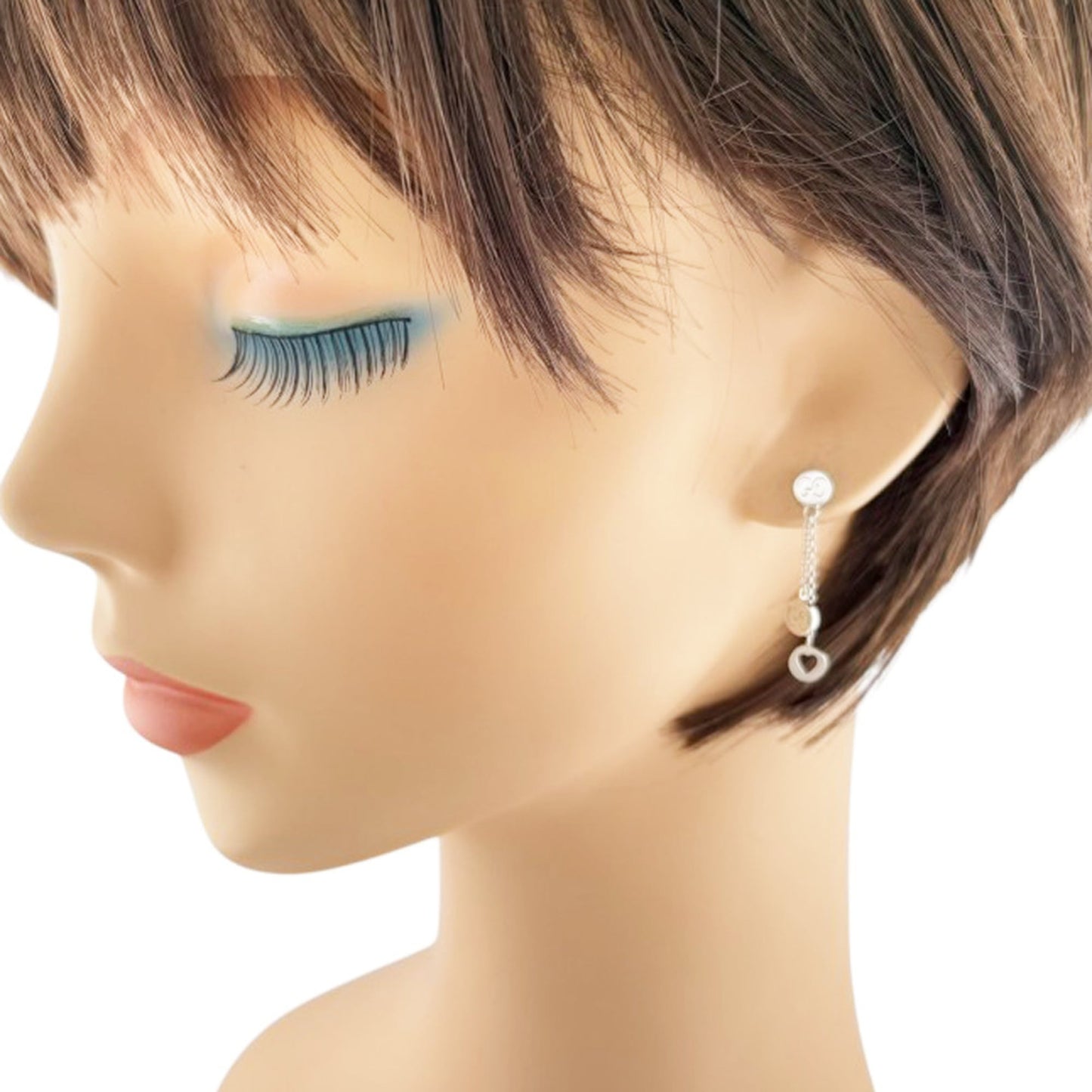 Pre-owned Gucci Swing Drop Logo Heart Earrings, 18k Gold, Women's