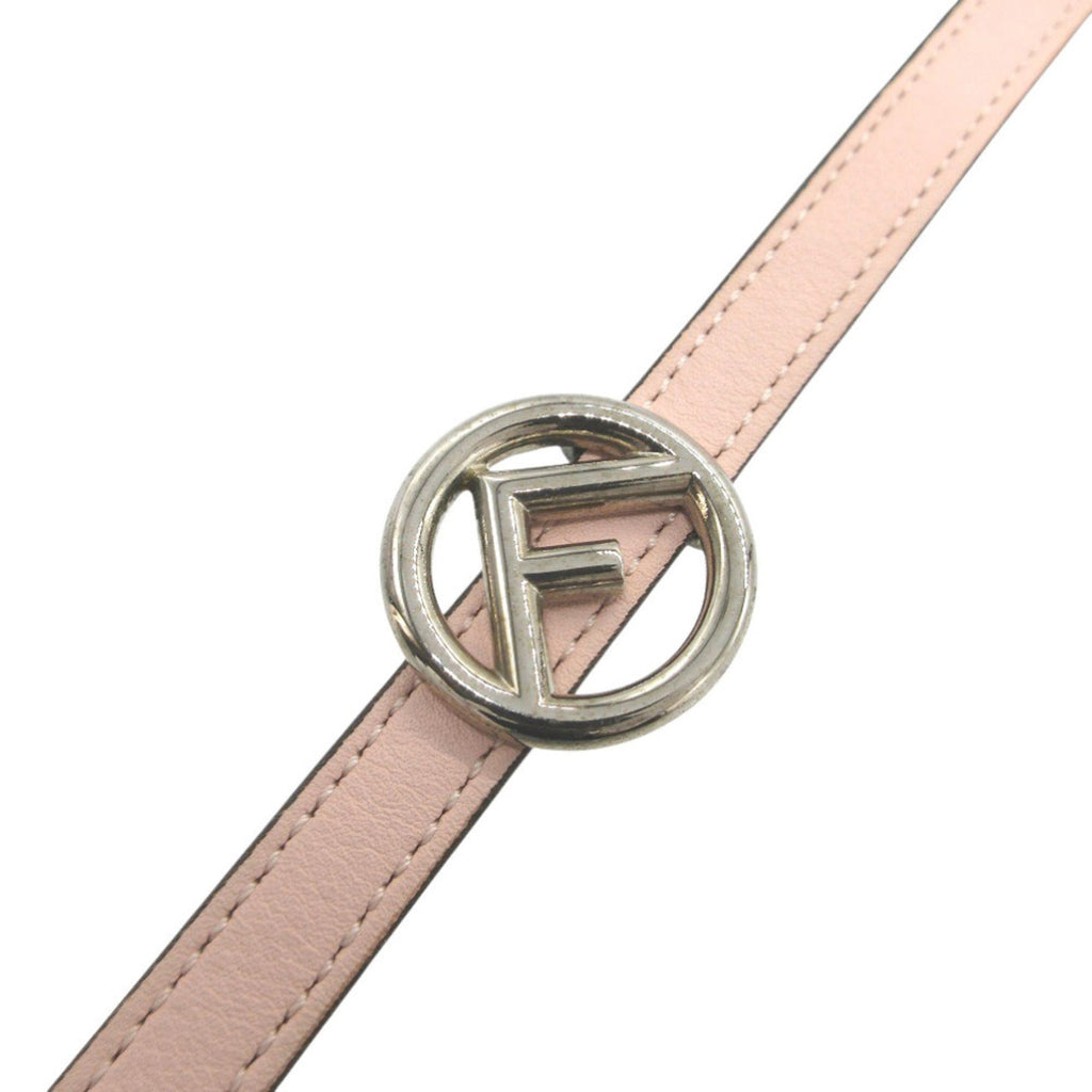 Excellent condition Fendi F is double-strand FF logo bracelet in leather, metal, pink and silver, 0990