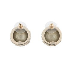 Chanel Earrings, Coco Mark Round Earrings with Rhinestones and Faux Pearls, B25A ABF219, CHANEL for Women — Like New