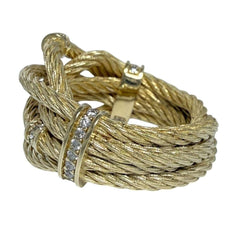 Bottega Veneta women's ring, sterling silver (925), gold color, size 12 — Like New