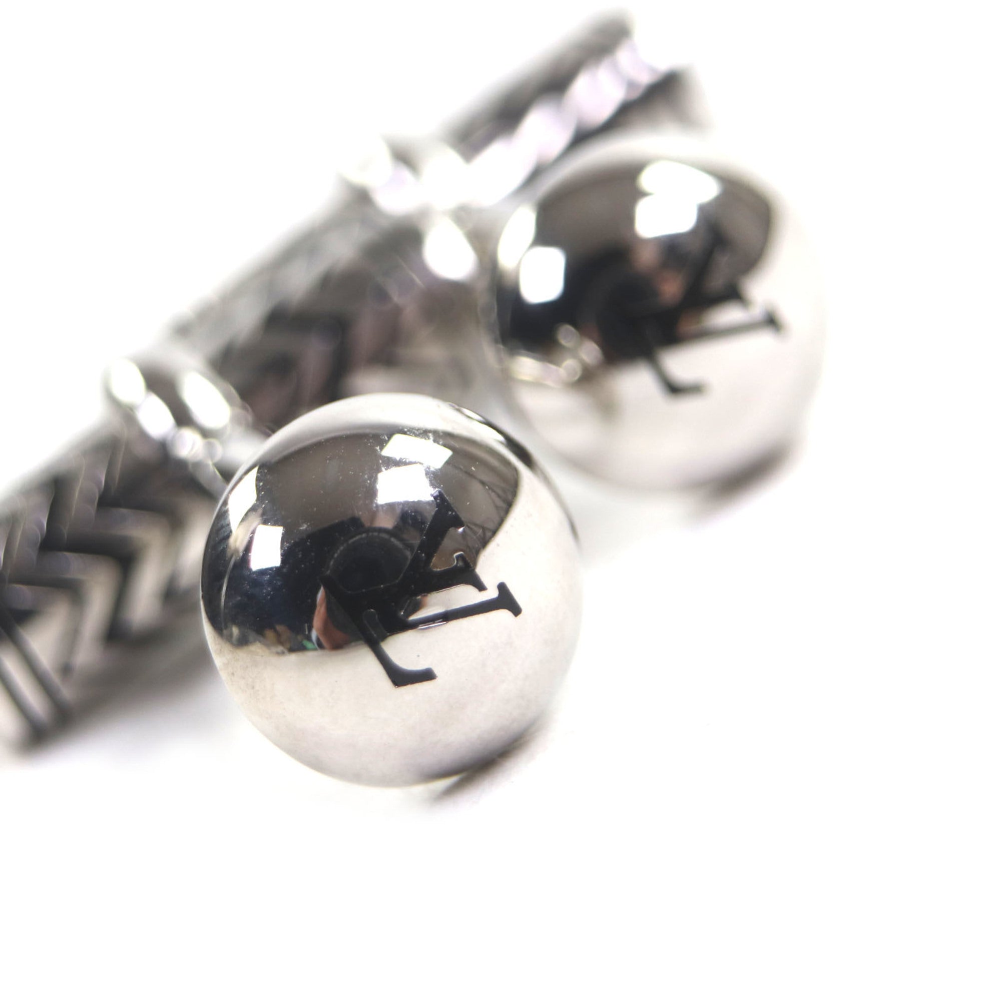 LOUIS VUITTON M66948 V-Karakoram Cufflinks, Silver, Made in Italy, Men's, Business Recommended ◎ — Like New
