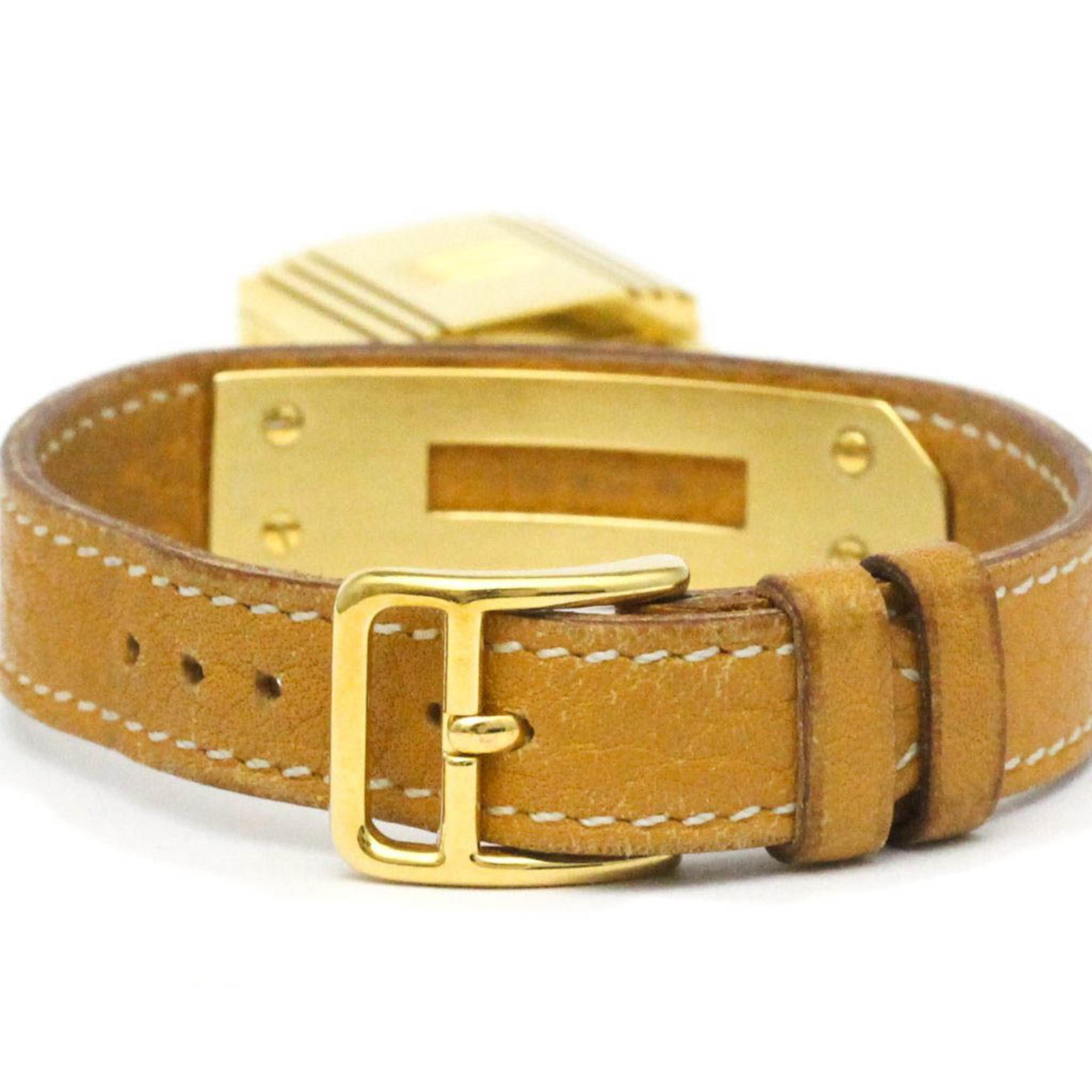 HERMES Kelly Watch Gold Plated Leather Quartz Ladies Watch — Good