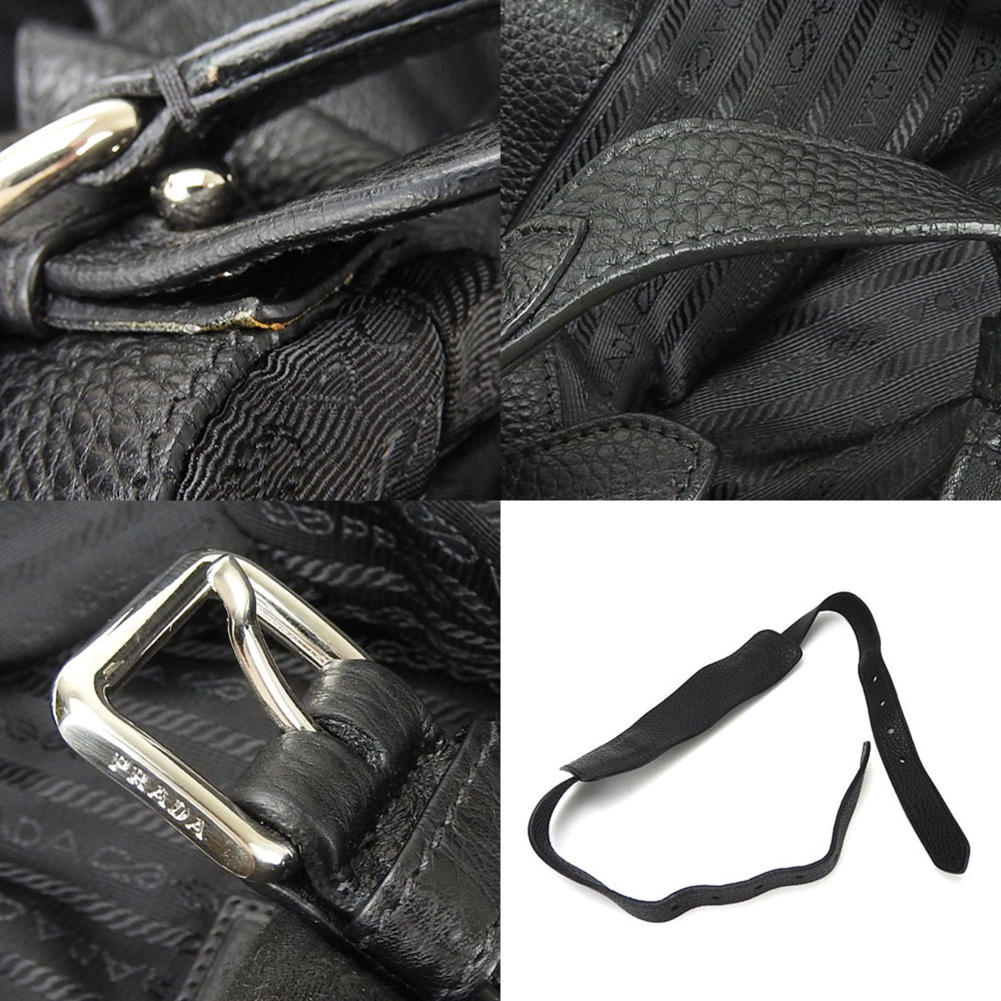 Prada tote bag shoulder large nylon black leather ladies PRADA NERO