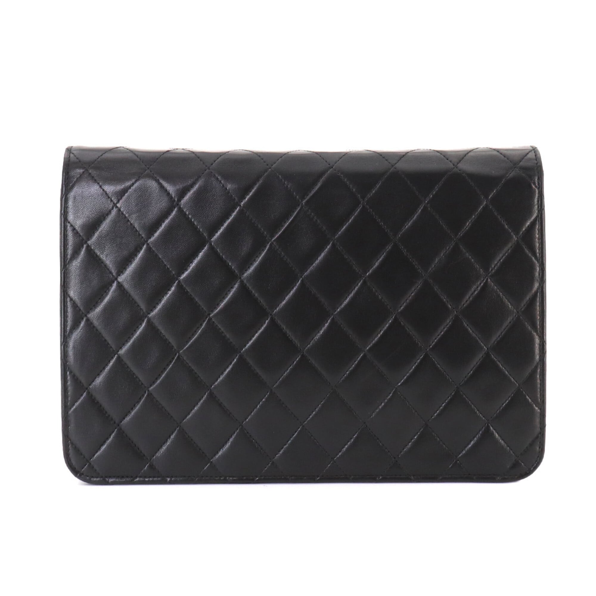Chanel Matelasse Chain Shoulder Handbag, Lambskin, Black with Gold Hardware — Like New