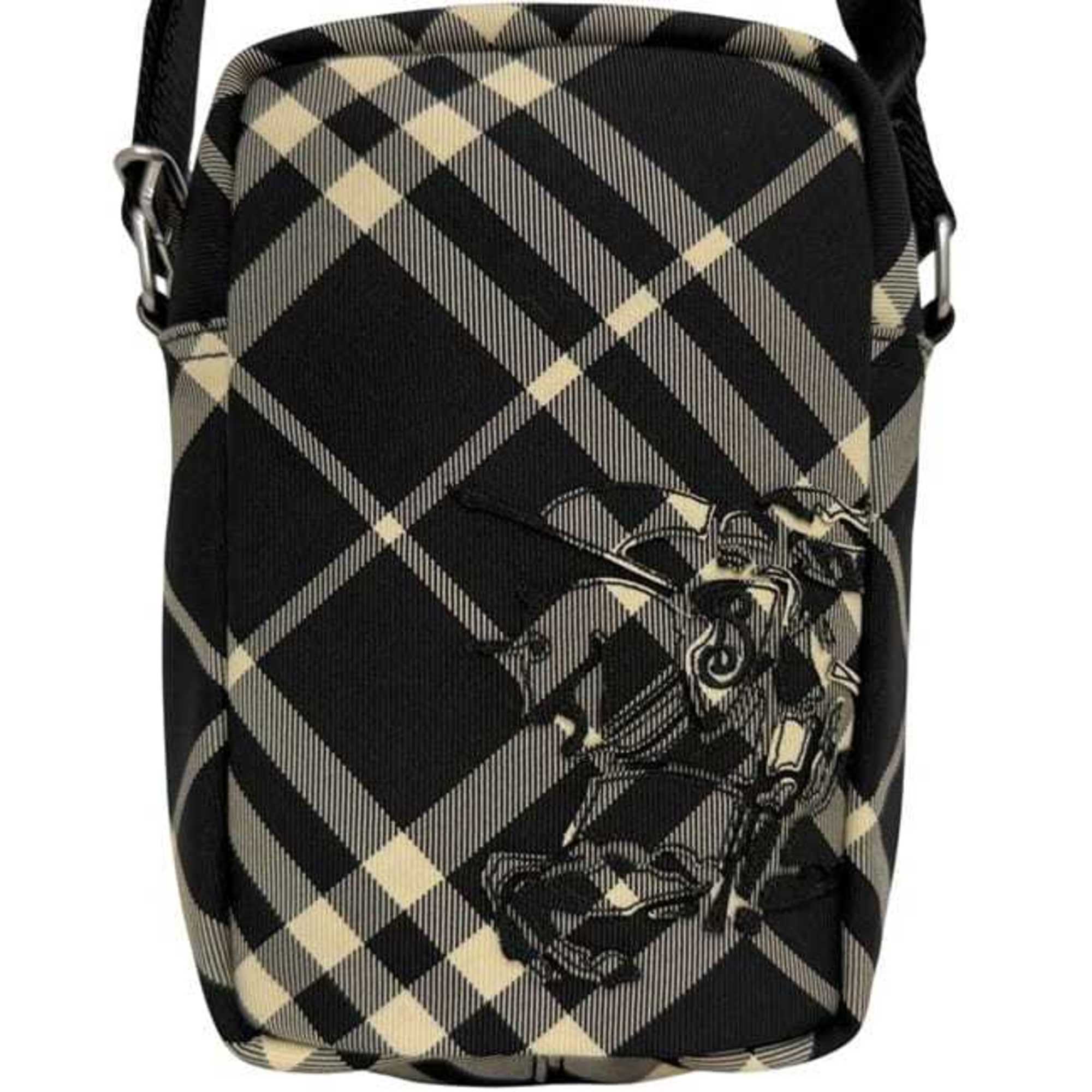 Burberry Shoulder Bag ec-24877 Black Classic Check 8097636 Unused Canvas Leather Crossbody with Pattern and Patch, Smartphone Pochette — Like New