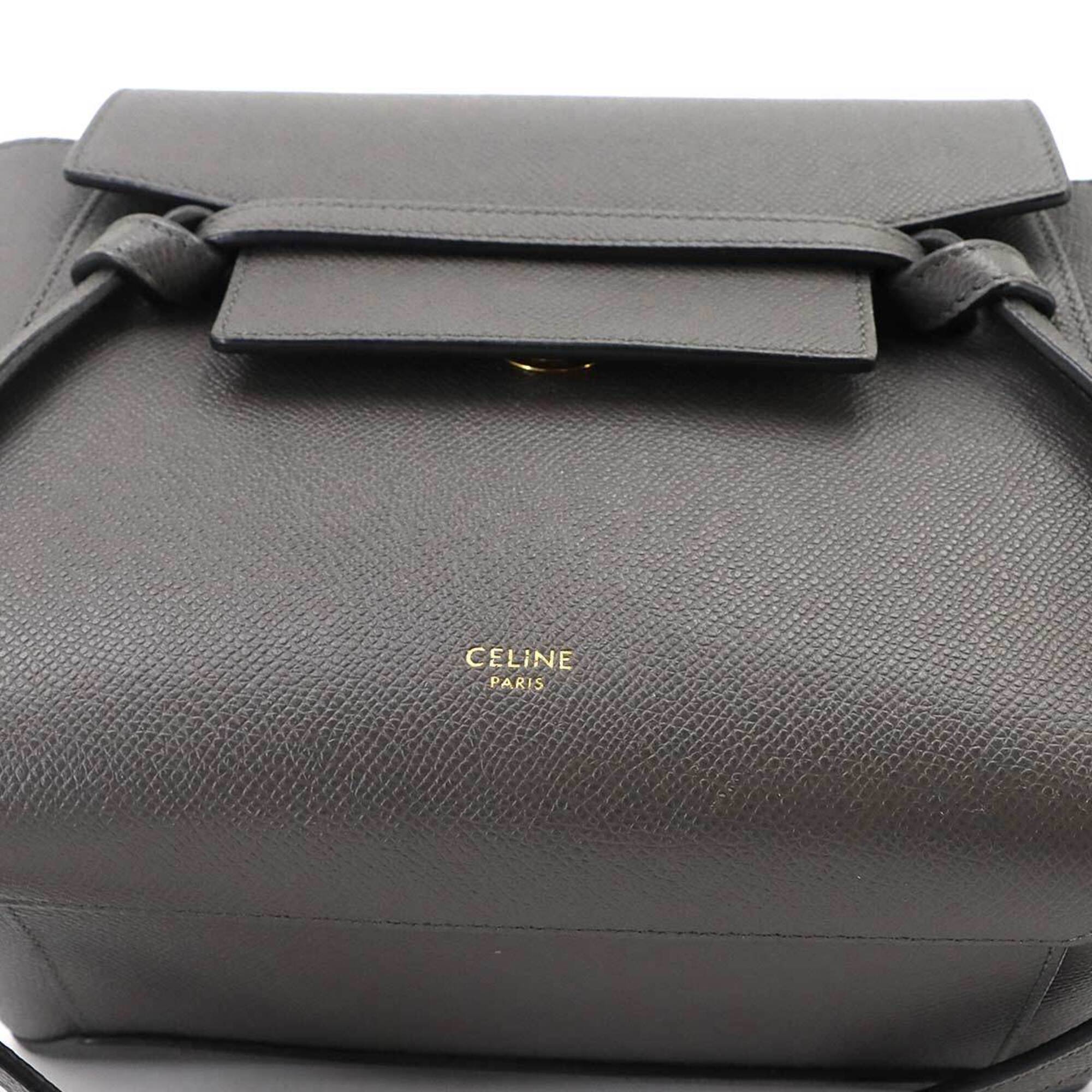 Celine CELINE Bag Waist Nano 2-way Hand Shoulder Handbag Leather Gray 189003 Belt — Like New