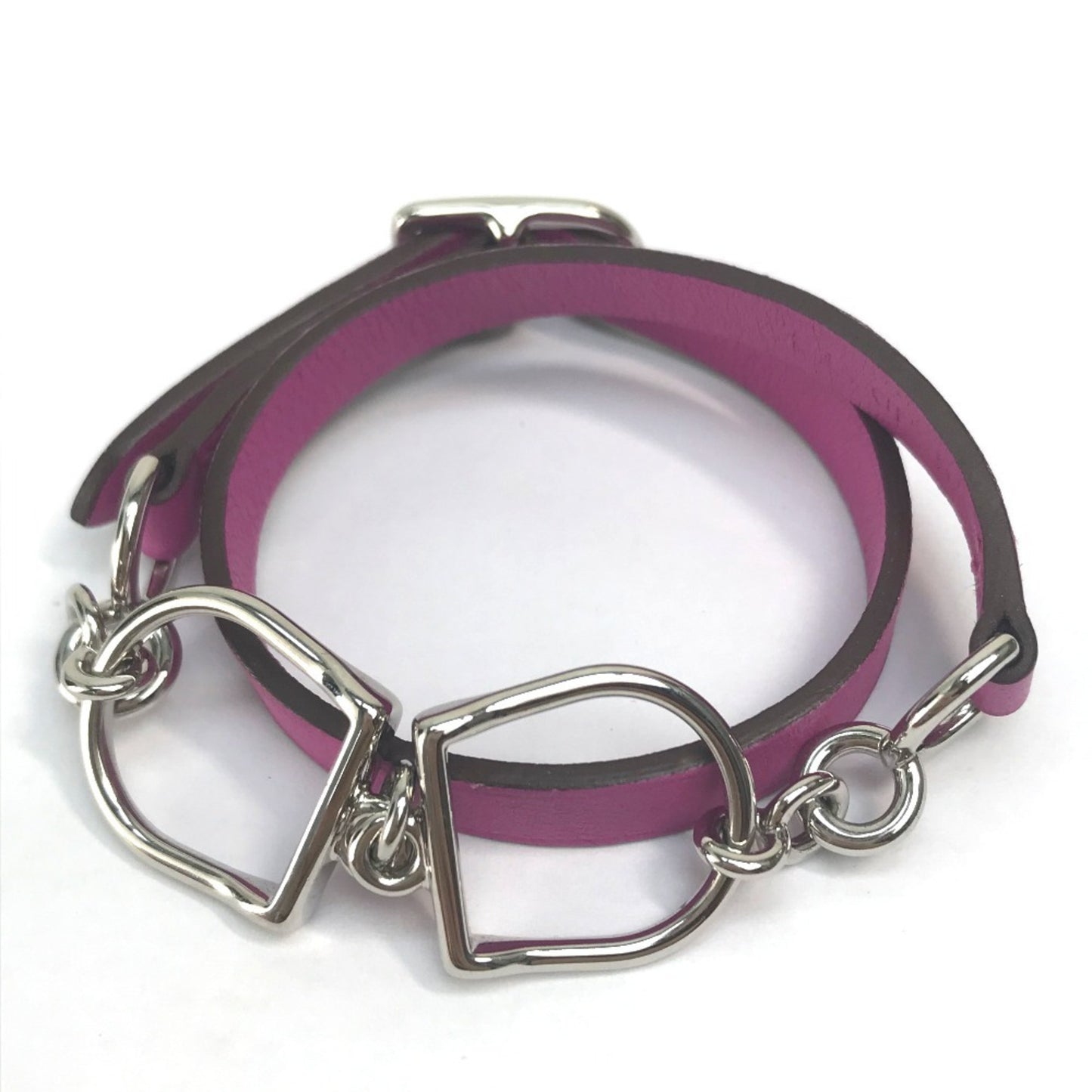 HERMES Etrier Double Tour Bracelet in Swift Leather, Purple, for Women
