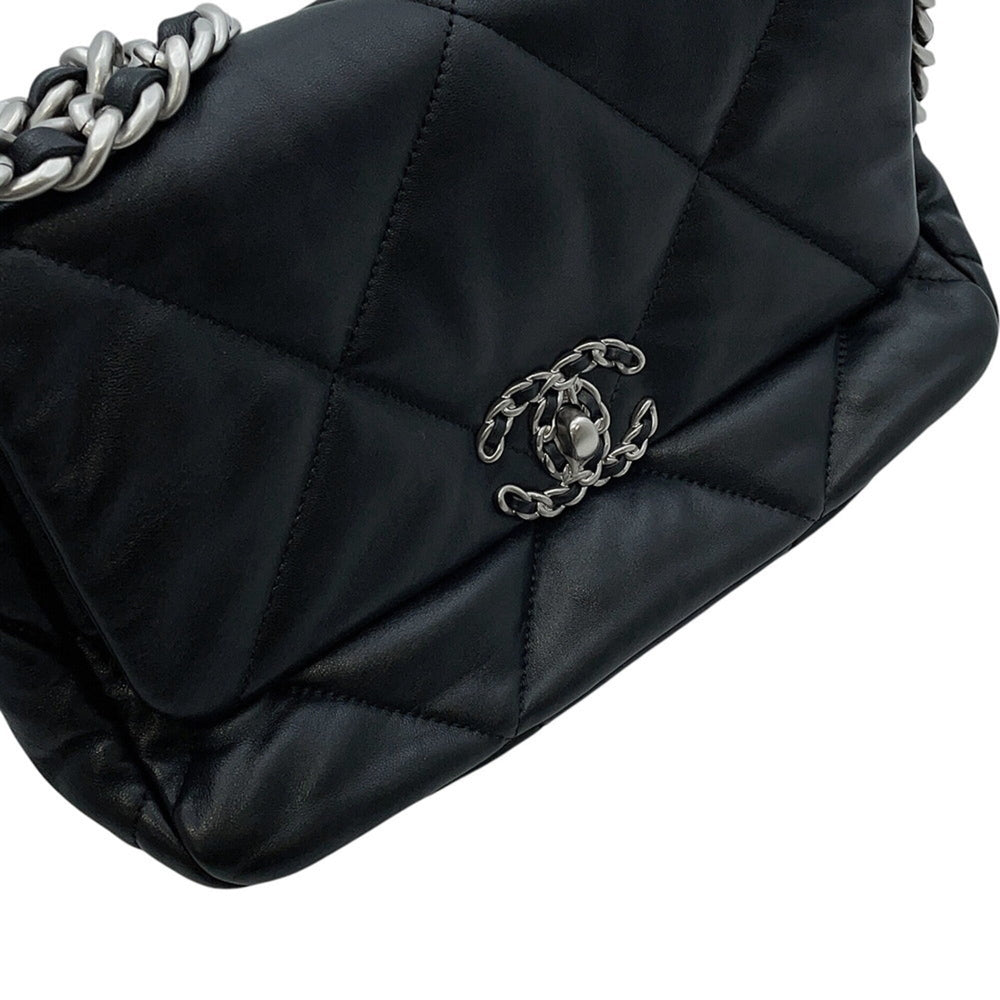 Chanel Chain Shoulder Bag CHANEL19 Flap Coco Mark Lambskin AS1160 CHANEL Black 19 Handbag Women's — Like New