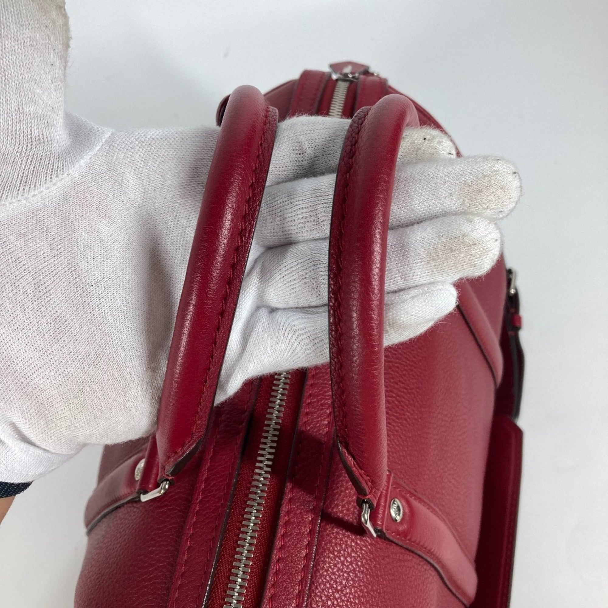 LOUIS VUITTON M94341 Parnassus SC Bag PM Boston Shoulder Handbag Women's Cherry Red MO-240728-1 — Like New