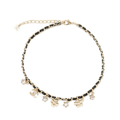 Chanel necklace, Coco Mark charm, rhinestone, faux pearl, I25 B ABG275, CHANEL choker, Chanel, NECKLACE — Like New