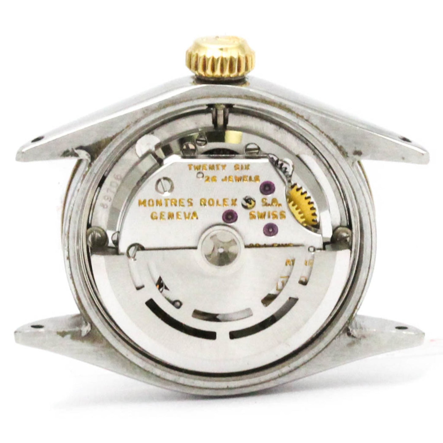 ROLEX Oyster Perpetual Date 6517 18K Gold Steel Ladies Watch Vintage Head Only