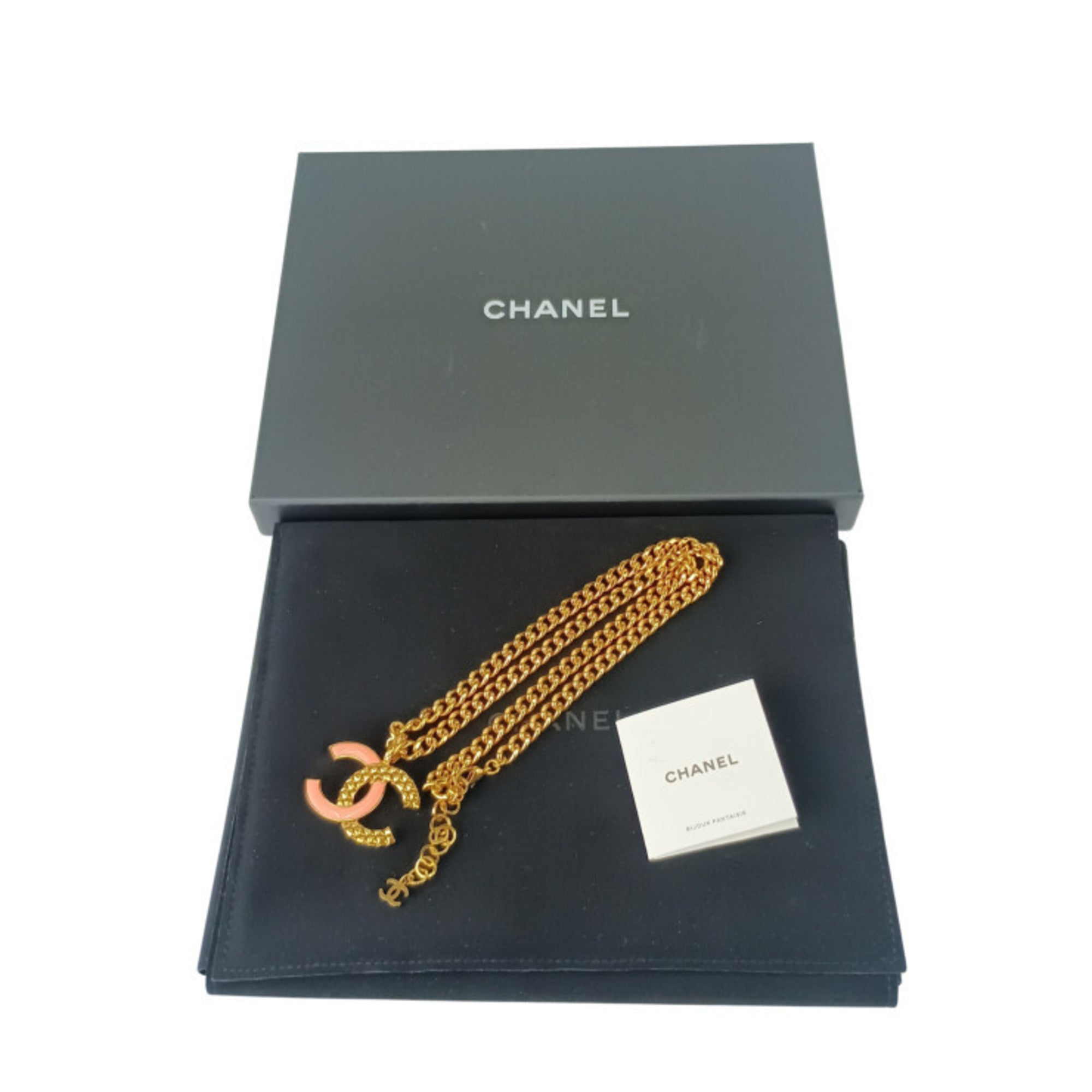 CHANEL Coco Mark Necklace - Gold and Pink Metal for Women — Like New