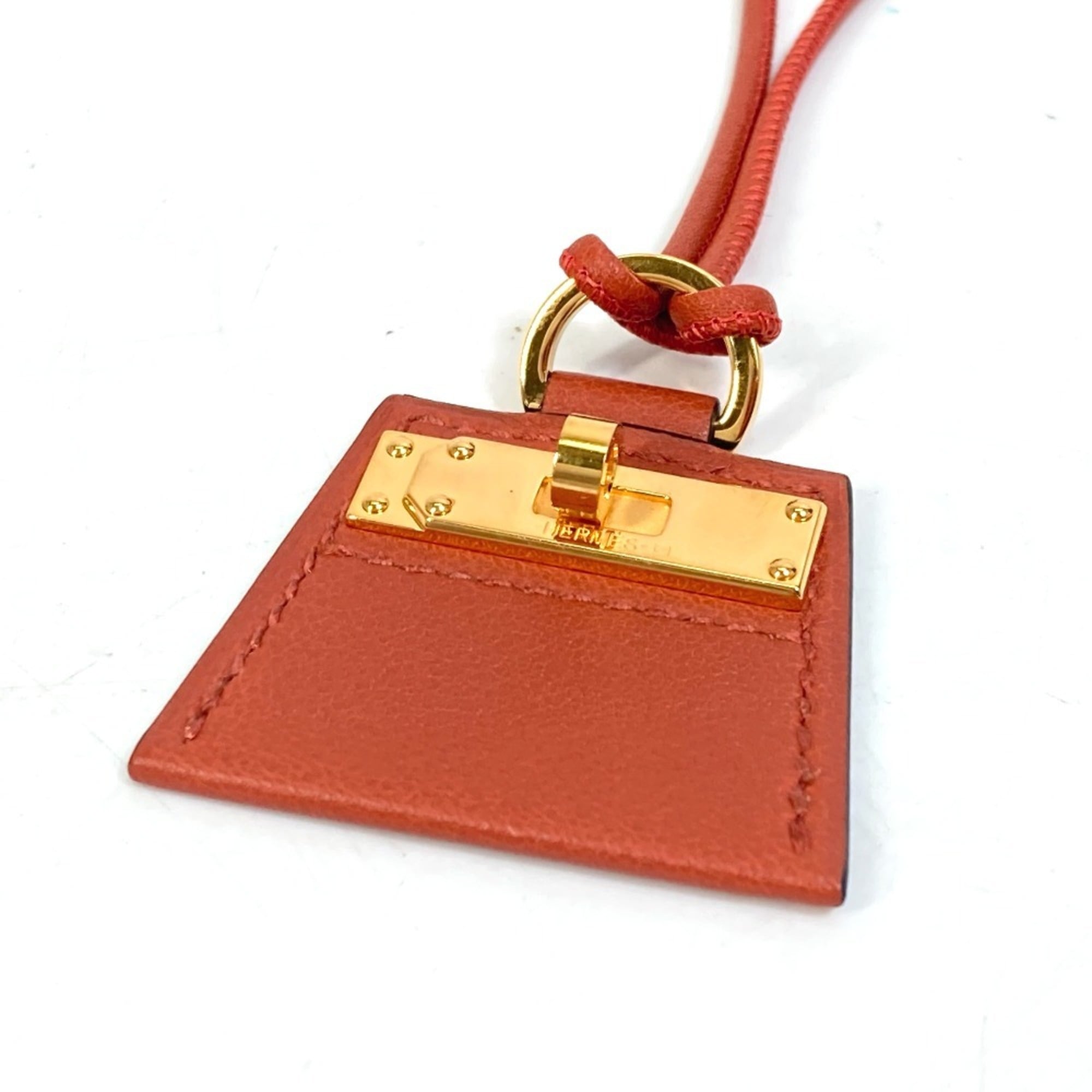 HERMES Mon Petit Kelly PM Necklace in Swift Cuivre Brown, Women's, Like New — Like New